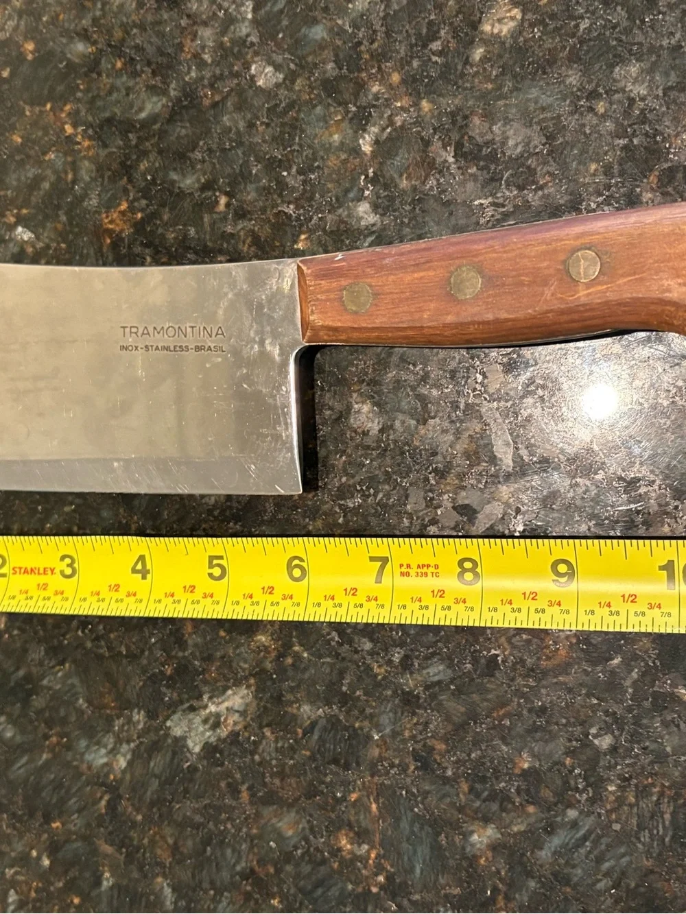 Vintage Tramontina Cleaver Knife - Inox Blade with Wood Handle